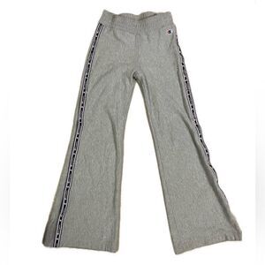 Champion Vintage Reverse Weave Gray Flare Snap‎ Side Spell Out Tape Sweats- XS